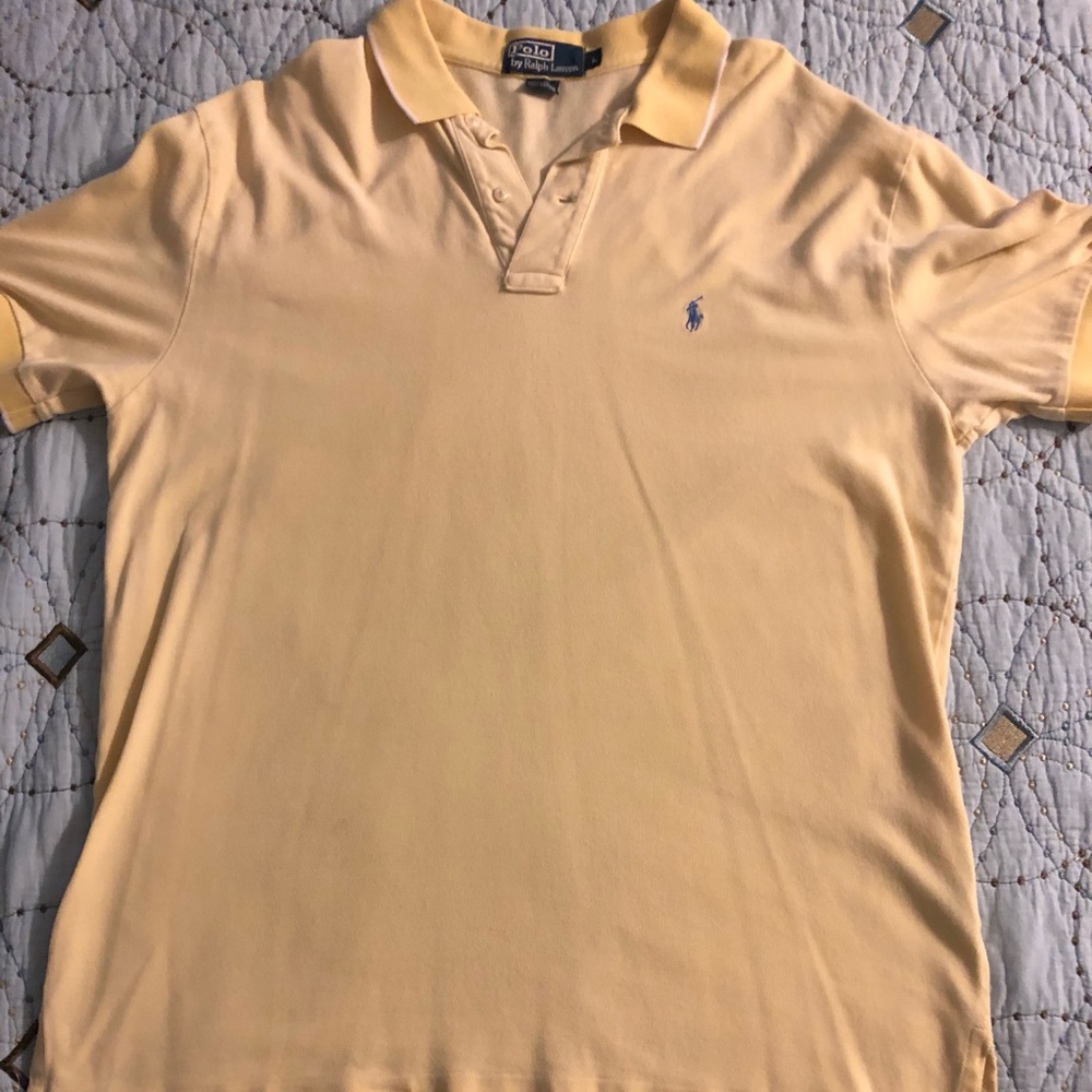 Ralph Lauren Polo. Yellow/white tips. Men’s lg.